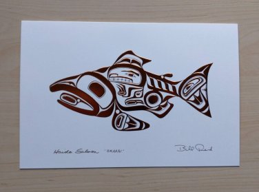 Haida Salmon Copper Embossed Bill Reid Art Card Northwest Coast Native