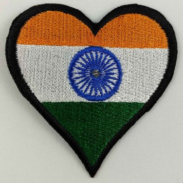 India Heart Flag Patch Badge Embroidered Iron On Applique
