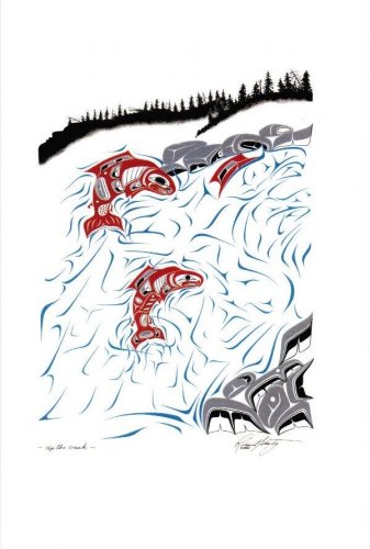 Up The Creek Salmon Richard Shorty Art Card Northern Tuchone Yukon Native