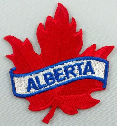 Alberta Maple Leaf Patch Embroidered Iron On Applique