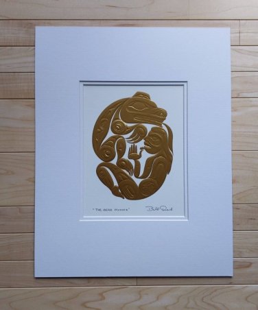 The Bear Mother Gold Embossed by Bill Reid 11"x14" Matted Art Print Native