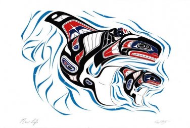 New Life - Killer Whale and Young Richard Shorty Art Card Tuchone Yukon Native