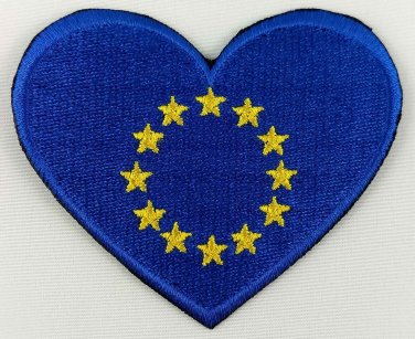 European Union EU Heart Flag Patch Badge Embroidered Iron On Applique