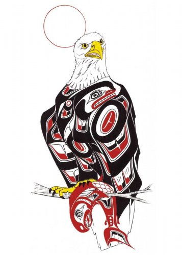 Catch of the Day - Eagle and Salmon Richard Shorty Art Card Tuchone Yukon Native
