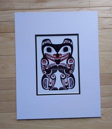 Haida Grizzly Bear by Clarence Mills  11"x14" Matted Art Print West Coast Native