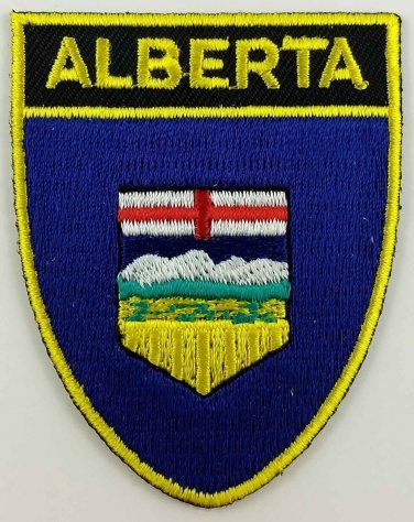 Alberta Flag Shield Crest Patch Embroidered Iron On Sew On Canada