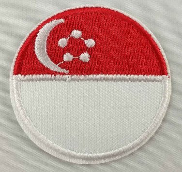Singapore Round Flag Patch Badge Embroidered Iron On Applique