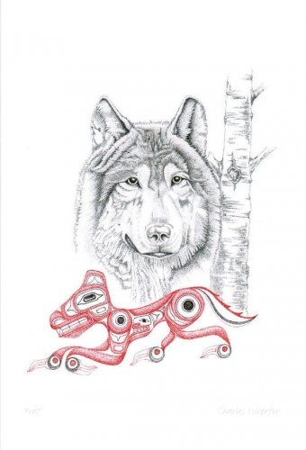 Wolf Charles Silverfox Art Card Tlingit Northern Tuchone Native