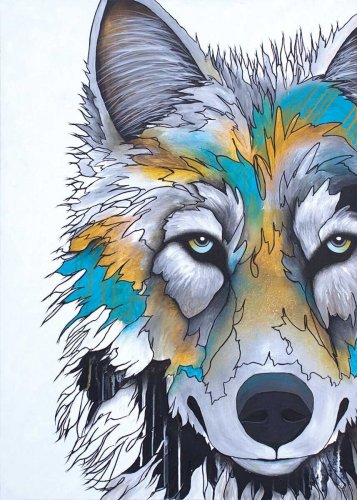 Alpha Micqaela Jones Art Card Te-moak Tribe Native Art Wolf