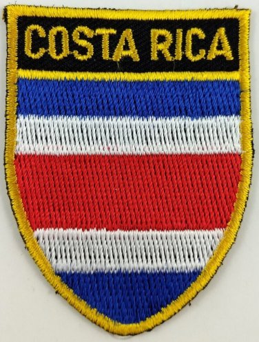 Costa Rica Flag Shield Crest Patch Embroidered Iron On Sew On Applique