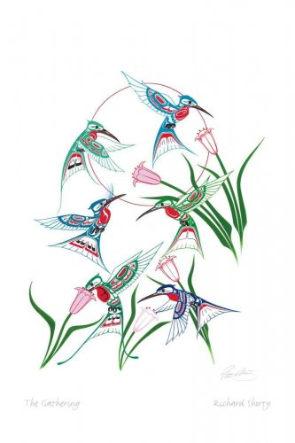Hummingbirds The Gathering Richard Shorty Art Card Northern Tuchone Yukon Native