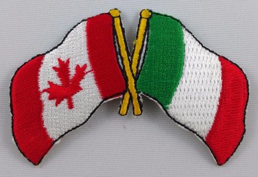 Canada / Italy Flag Patch Embroidered Iron On Applique Canadian Italian