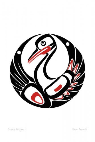 Crane Design 2 Eric Parnell Art Card Haida Northwest Coast Native