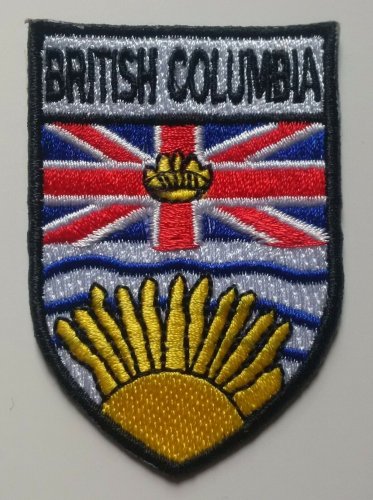 BC British Columbia Shield Crest Patch Badge Embroidered Iron On Sew On Canada