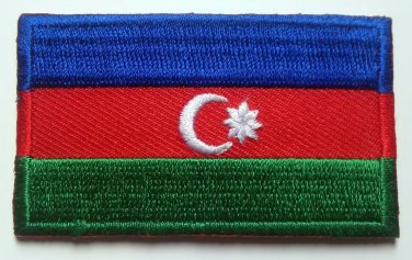 Azerbaijan Flag Patch Embroidered Iron On Applique Azerbaijani