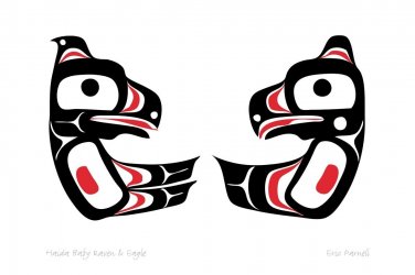 Haida Baby Raven and Eagle Eric Parnell Art Card Northwest Coast Native