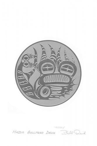 Haida Bullhead Drum Bill Reid Silver Embossed Art Card Northwest Coast Native