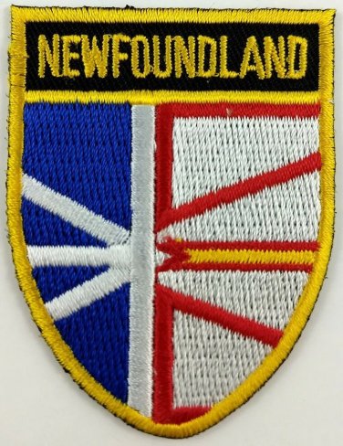 Newfoundland Flag Shield Crest Patch Embroidered Iron On Sew On Applique