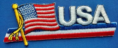 USA Flag Patch Embroidered Iron On Applique