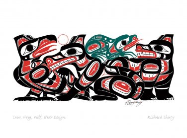 Crow, Frog, Wolf, Bear Design Richard Shorty Art Card Tuchone Yukon Native