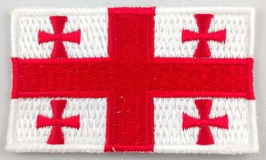 Georgia Flag Patch Embroidered Iron On Applique Georgian