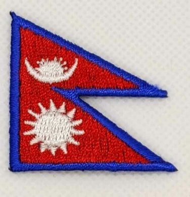 Nepal Flag Patch Embroidered Iron On Applique Nepali