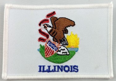 Illinois State Flag Patch Embroidered Iron On Applique