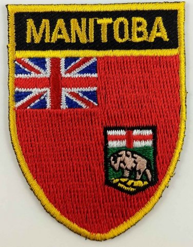 Manitoba Flag Shield Crest Patch Embroidered Iron On Sew On Canada