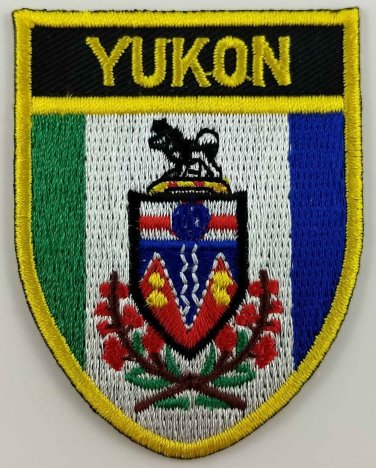 Yukon Flag Shield Crest Patch Embroidered Iron On Sew On Canada