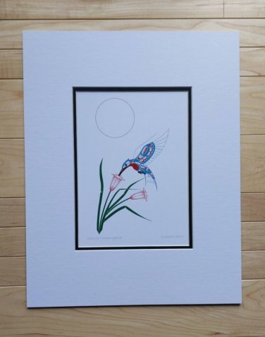 Serenity Hummingbird by Richard Shorty  11"x14" Matted Art Print Tutchone Native