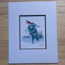 Green Heron by Richard Shorty  11"x14" Matted Art Print Tutchone Native