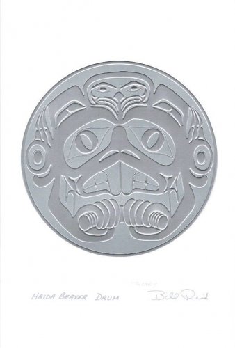 Haida Beaver Drum Bill Reid Silver Embossed Art Card Northwest Coast Native