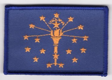 Indiana State Flag Patch Embroidered Iron On Applique