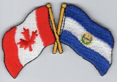 Canada / El Salvador Flag Patch Embroidered Iron On Applique Canadian Salvadoran
