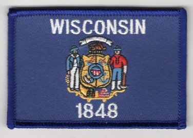Wisconsin State Flag Patch Embroidered Iron On Applique