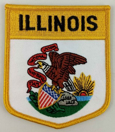 Illinois State Shield Patch Badge Embroidered Iron On Sew On Applique