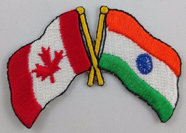 Canada / India Flag Patch Embroidered Iron On Applique Canadian Indian