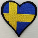 Sweden Heart Flag Patch Badge Embroidered Iron On Applique