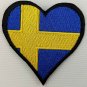 Sweden Heart Flag Patch Badge Embroidered Iron On Applique