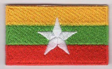 Myanmar Flag Patch Embroidered Iron On Applique Burmese Myanma