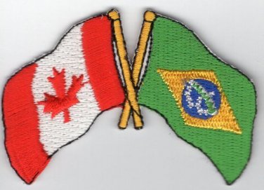 Canada / Brazil Flag Patch Embroidered Iron On Canadian Brazilian Brasil