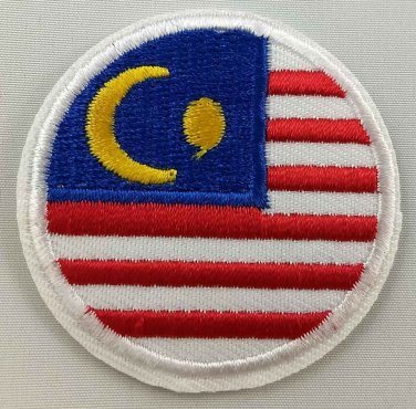 Malaysia Round Flag Patch Badge Embroidered Iron On Applique