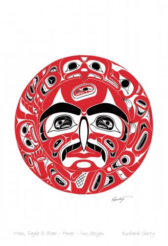 Man Eagle and Bear Power Sun Design Richard Shorty Art Card Tuchone Yukon Native