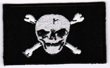 Pirate Skull and Bones Flag Patch Embroidered Iron On Applique