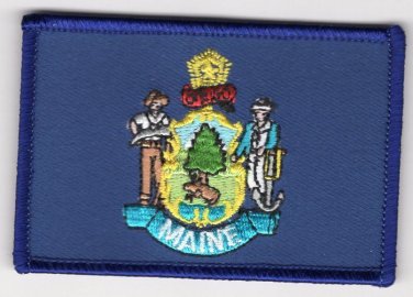 Maine State Flag Patch Embroidered Iron On Applique