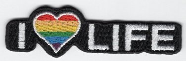 Rainbow I Love Life Heart Patch LGBT Pride Embroidered Iron On Applique