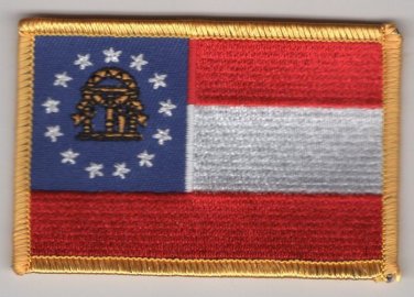 Georgia Flag Patch Embroidered Iron On Applique
