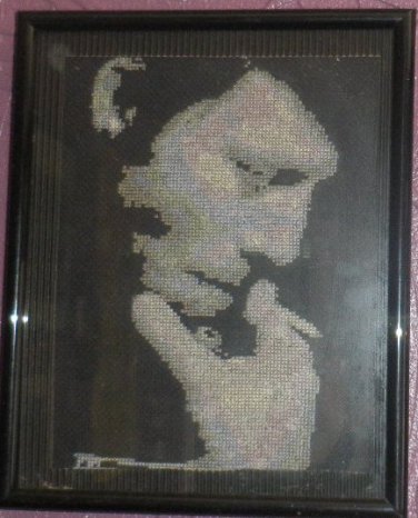 Tom Waits completed cross stitch