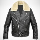 Men lamb leather  with fur collar jacket by Ruby Leather