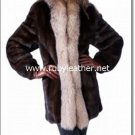 WOMEN FUR coat with fox fur collar,mink  fur coat for women, fox fur coat